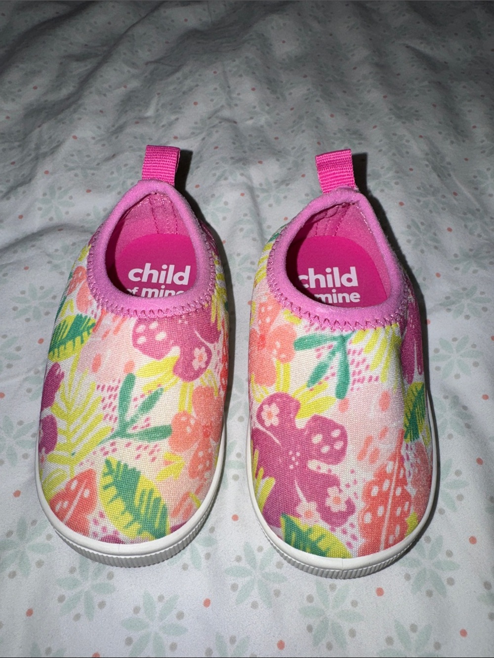 child of mine Pink Floral Slip-On Sneakers with Multicolor Print
